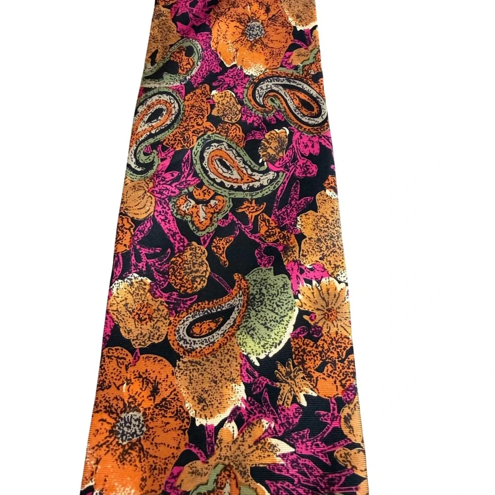 Lot- 2 Gitano Stefano Rossini Silk Neck Tie Mens Floral Paisley Vintage 90's
